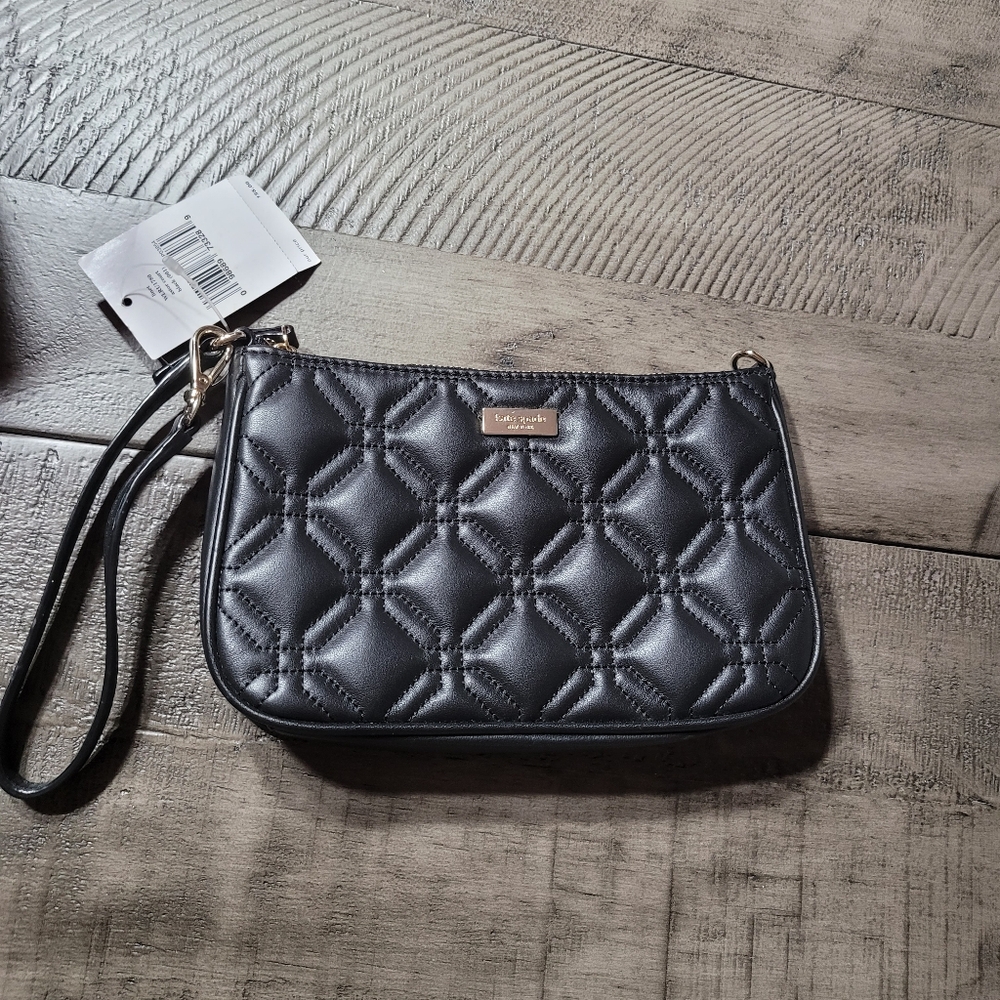Kate Spade Astor Court Linet New York Black Quilted Quilted Leather NEW